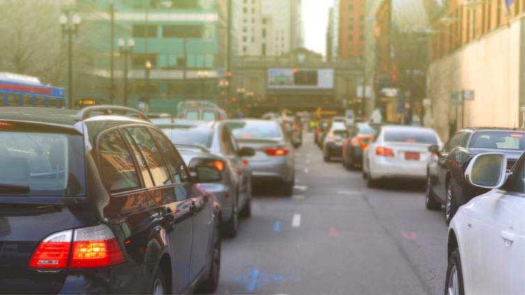 Cars stuck in traffic